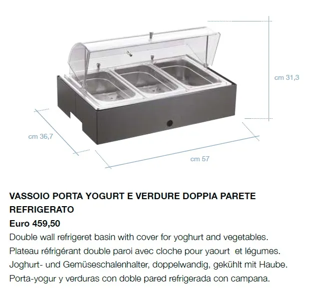 Pinti Refrigerated Double Wall Yogurt and Vegetable Tray art.F1802840